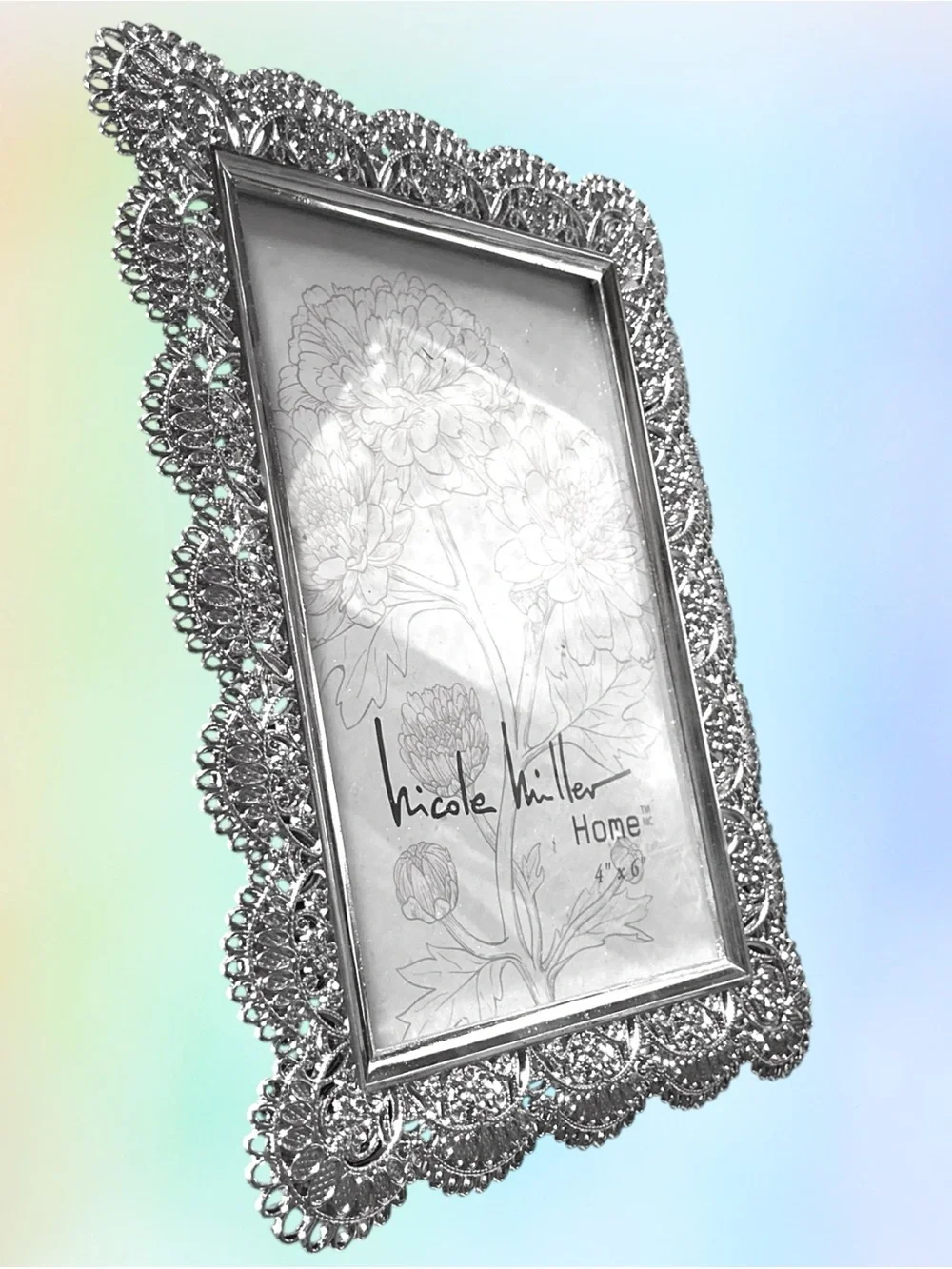 Lovely Nicole Miller Silver Filigree Picture Frame Very Ornate